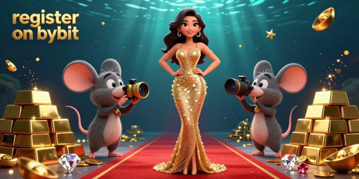 Experience the thrill and register on bybit with this vibrant 3D casino scene, showcasing a glamorous character.