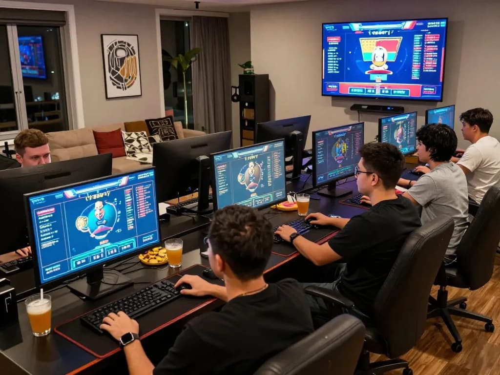 Engaged player strategizing on SUNWIN TRANG CHỦ online casino platform with multiple screens
