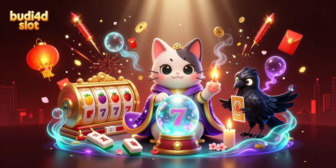 Experience winning excitement with budi4d slot, featuring vibrant 3D illustrations of luck, fortune, and festive gaming.