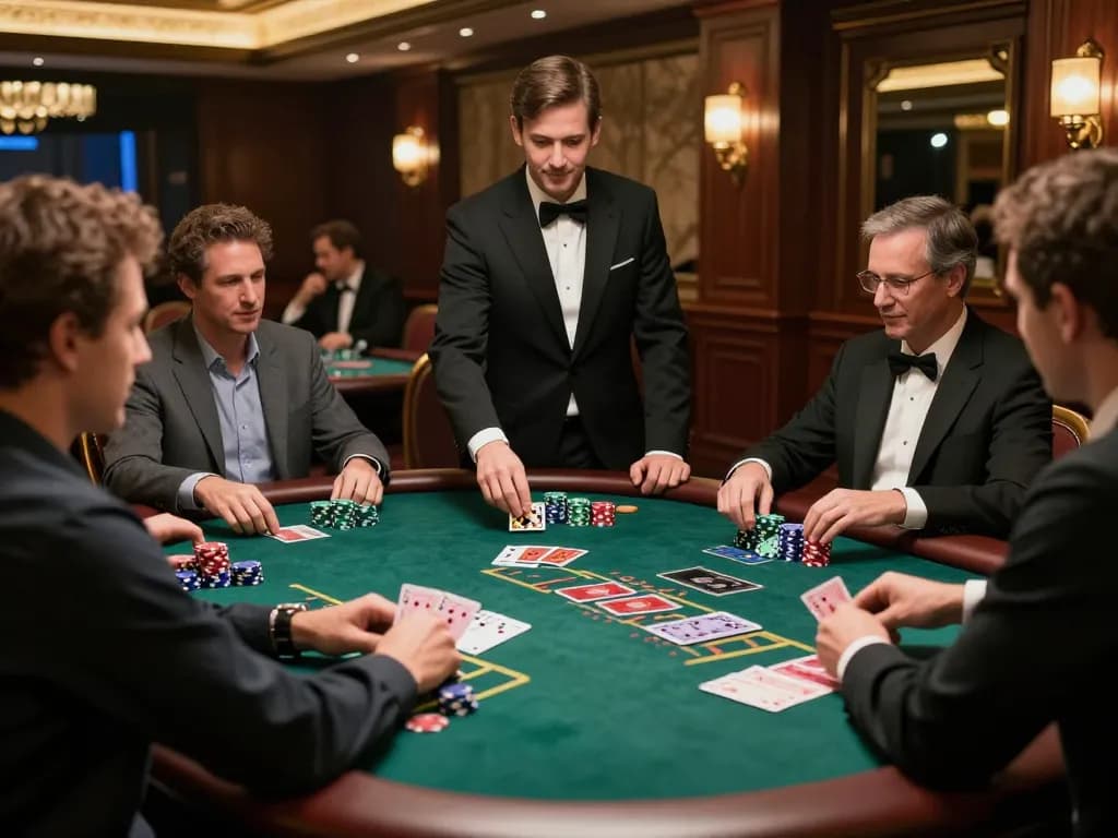 Players strategizing at a vibrant blackjack table, showcasing f8betz as an exciting online gaming platform.