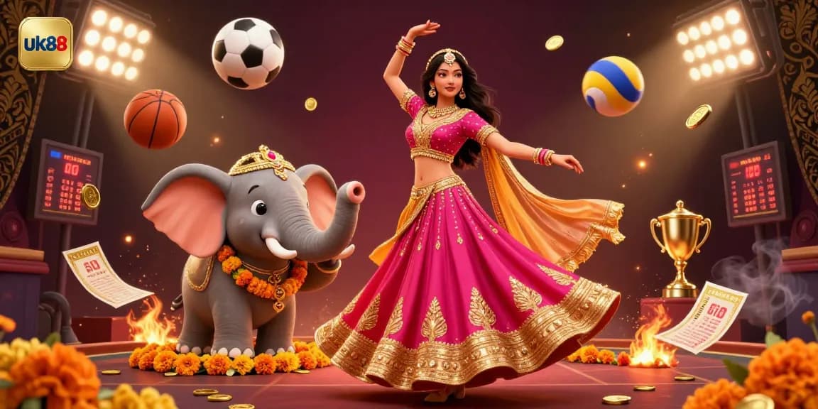Bet on exciting sports adventures with uk88 featuring a vibrant casino scene and dynamic elements.