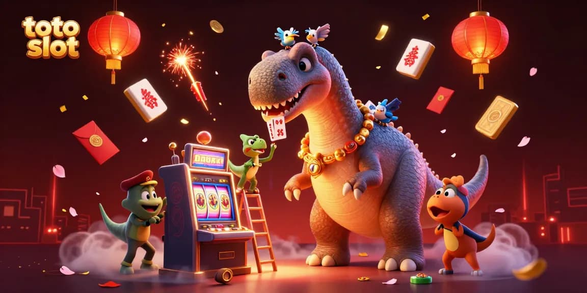 Experience thrilling fun at toto slot with a vivid scene of animated creatures in a lively casino atmosphere.