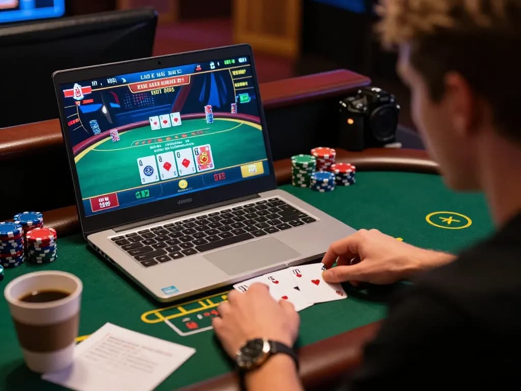 Schoeneckhotel user placing bets in an exciting online blackjack game from home