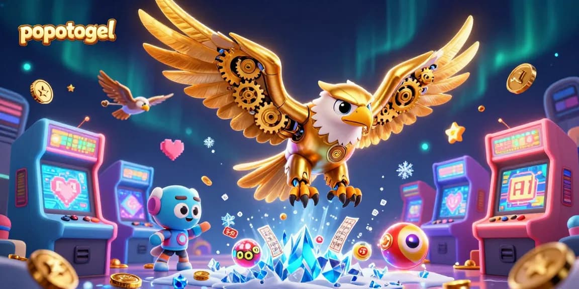 Experience the thrill of popotogel lottery gameplay with colorful 3D elements and dynamic characters.