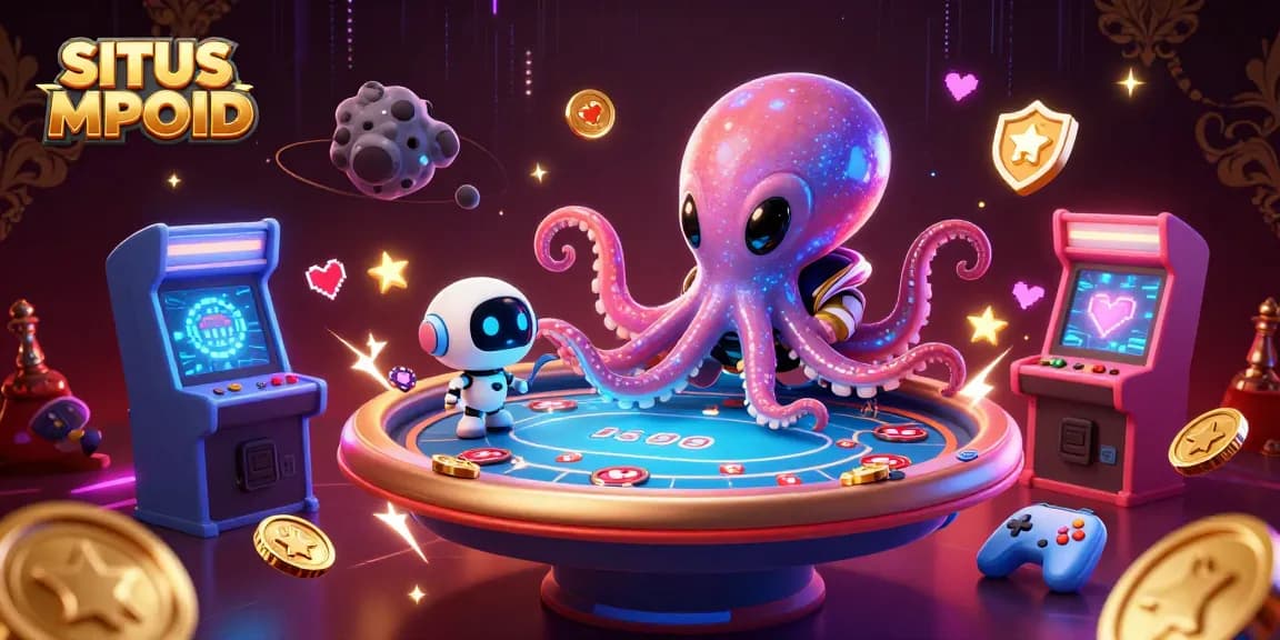 Engage with SITUS MPOID's exhilarating gambling theme featuring a vibrant 3D casino scene.