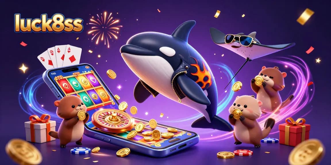 Experience thrill and excitement with luck8ss in this vibrant casino-themed 3D illustration.
