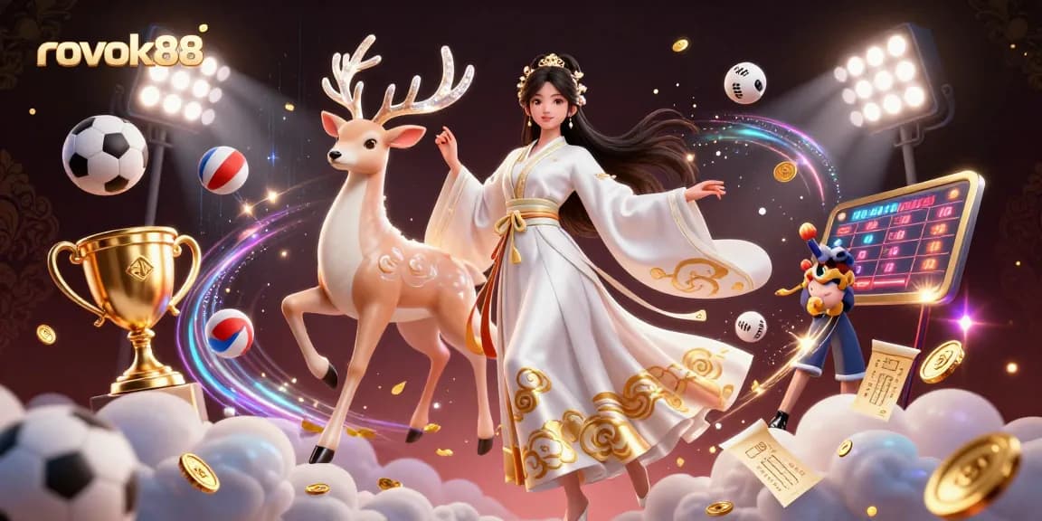 rokok88 showcases a vibrant 3D scene of online casino excitement with unique gaming elements.