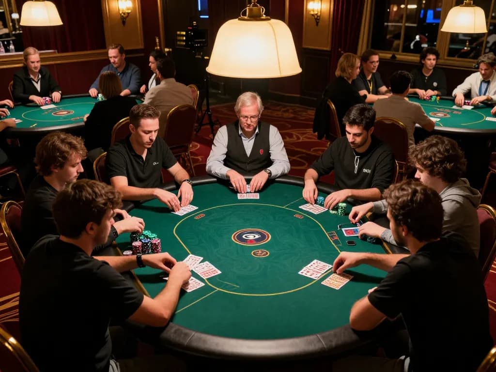 Players enjoying a thrilling poker tournament at 88clbgo, surrounded by elegant decor and intense competition