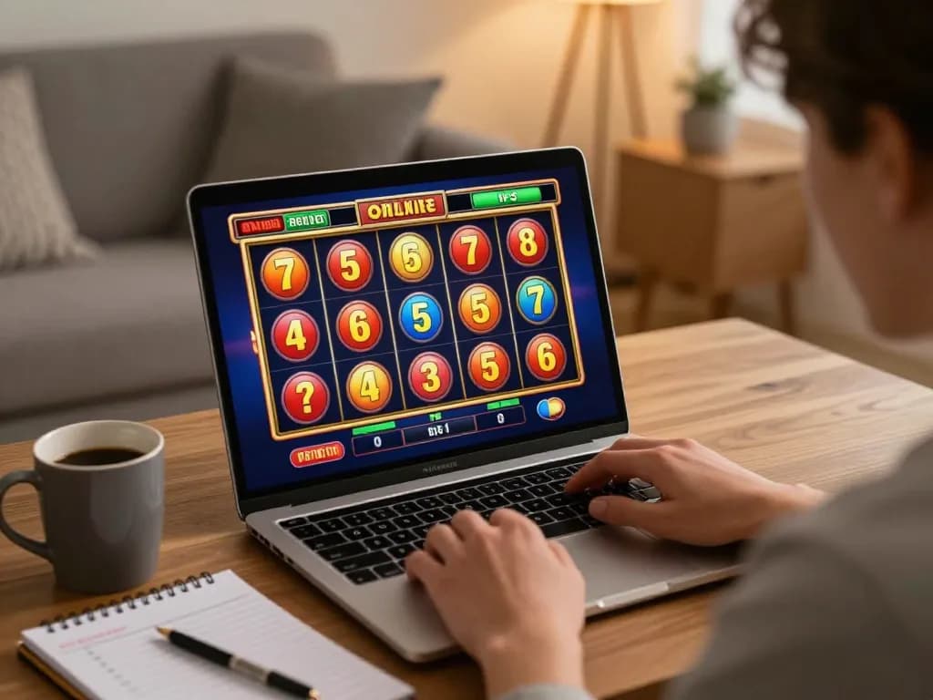 Engaging gameplay of SLOT88 online slot machine in a cozy home setting