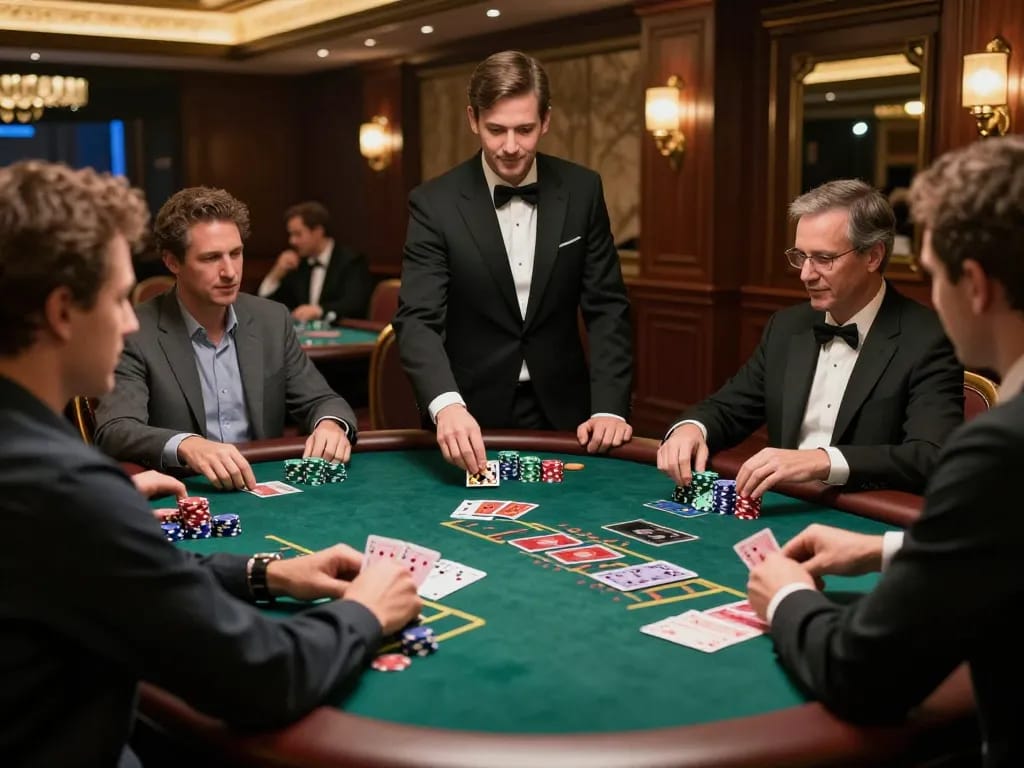 Players strategizing at a vibrant blackjack table, showcasing f8betz as an exciting online gaming platform.