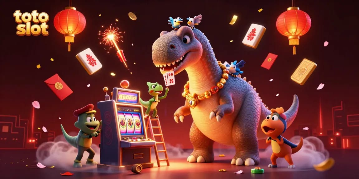 Experience thrilling fun at toto slot with a vivid scene of animated creatures in a lively casino atmosphere.