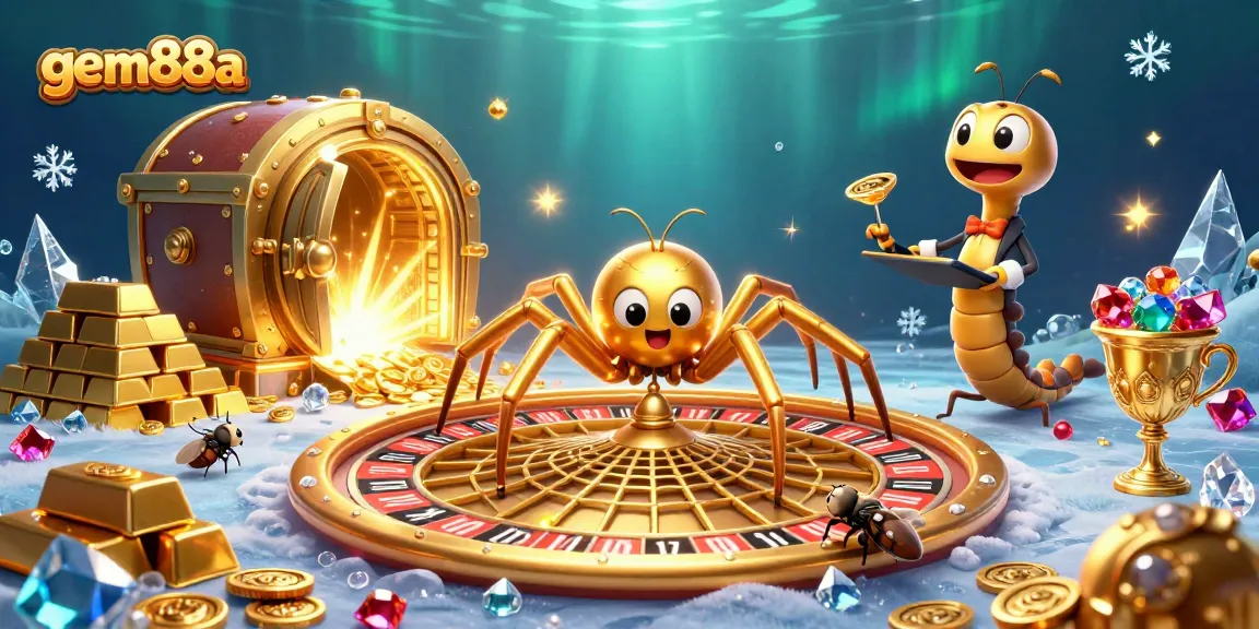 Betting with gem88a in a vibrant casino world, featuring animated characters and jewels.