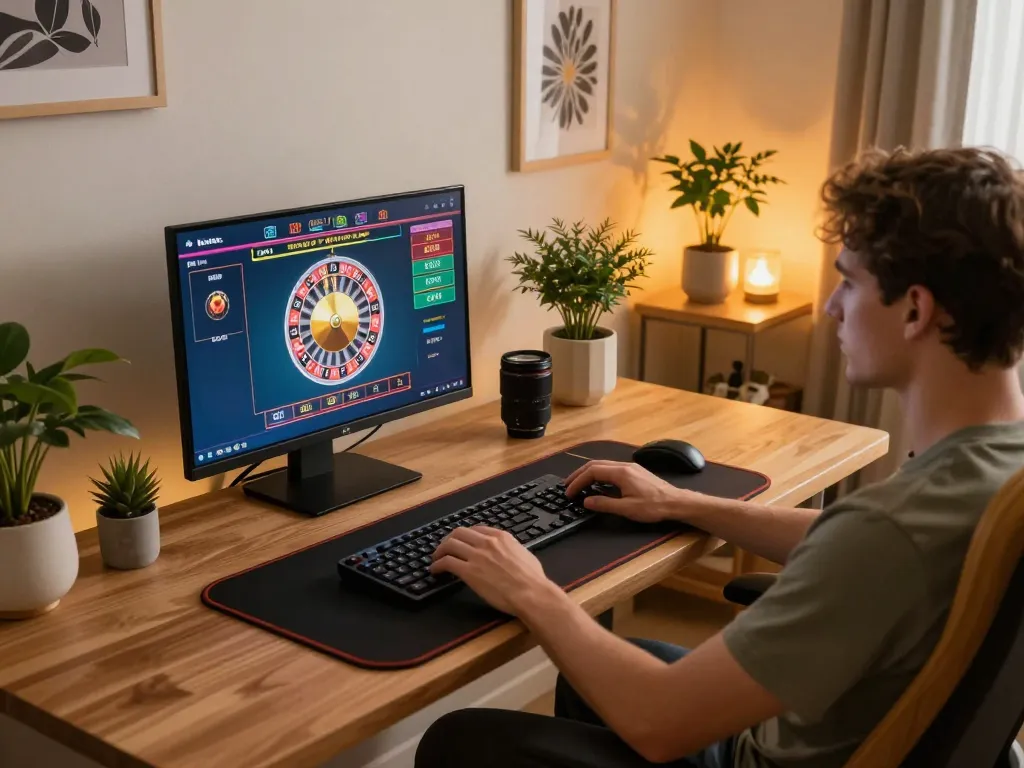 Engaging in strategic online casino gaming at home with fortleemedspa's virtual roulette experience.