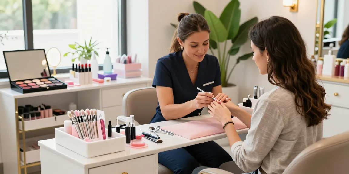 Luxurious Paradise Nail Beauty manicure with hygienic disposable tools and elegant decor in a soothing salon.