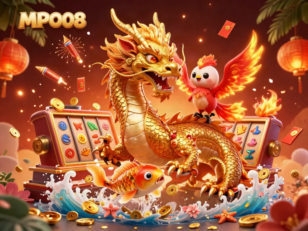 Play and win big with MPO08 in this vibrant online casino scene packed with exciting elements.