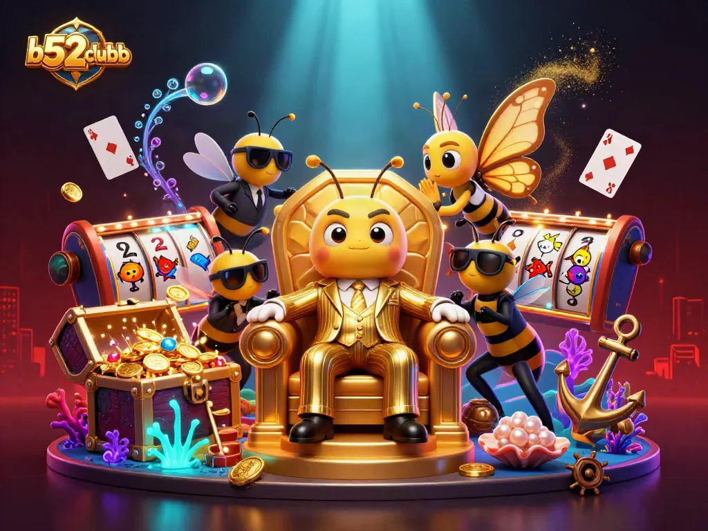 Spin to win with b52clubb slot reels in a vibrant and engaging casino scene.