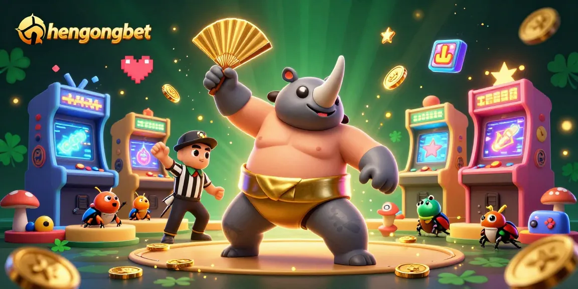 Experience thrilling gameplay at hengongbet with dynamic arcade elements and colorful characters in a vibrant casino scene.