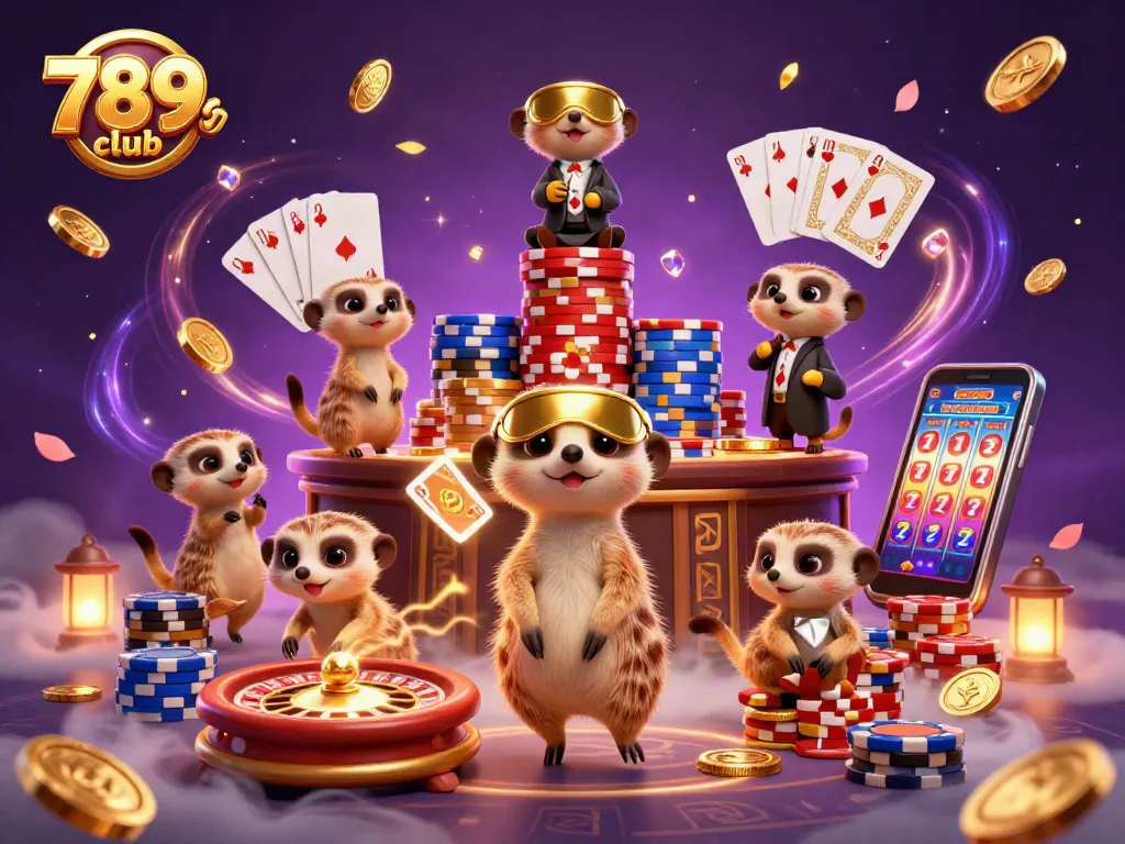 Experience the thrill of 789club with meerkats embracing the excitement of casino games.