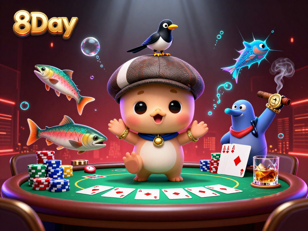 Engage with 8Day's vibrant casino scene featuring Nessie and playful gambling elements.