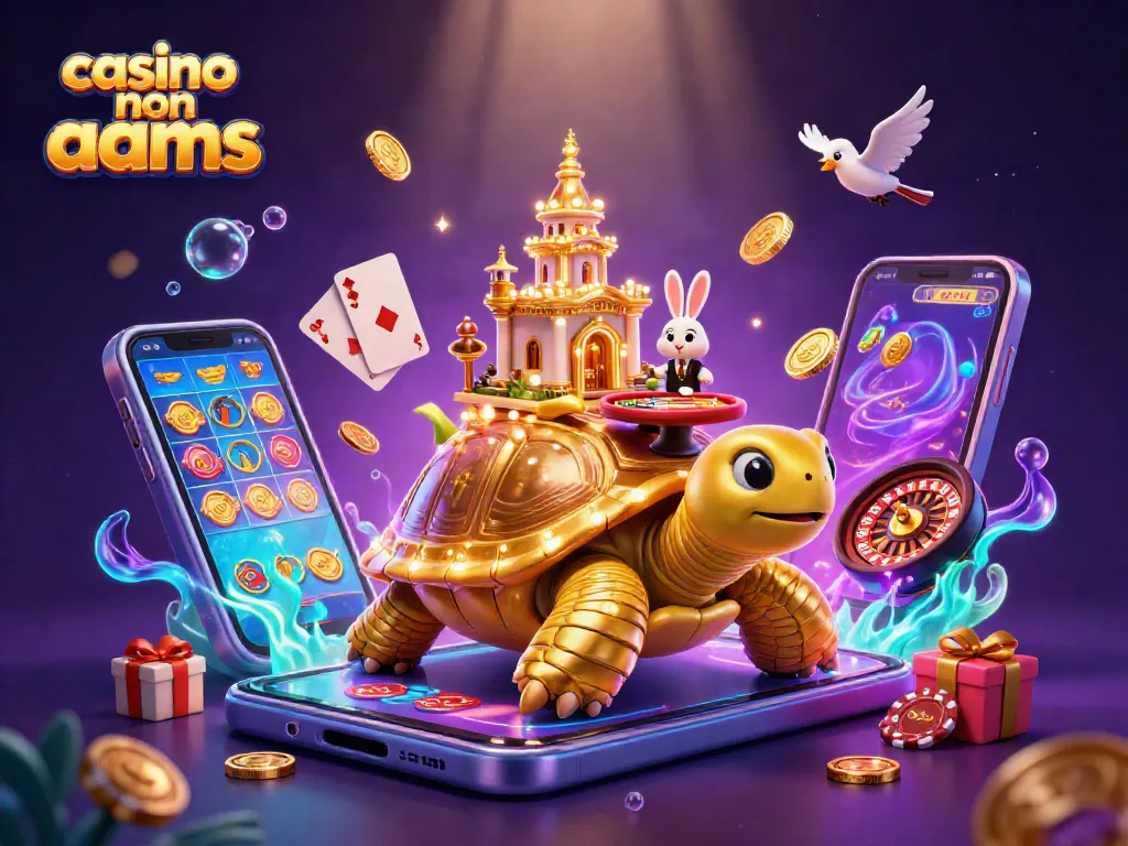 Scopri i giochi nei casino non AAMS mentre una tartaruga d'oro ospita un casinò.