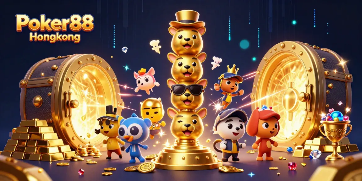 Win big with Poker88 Hongkong’s vibrant 3D casino scene featuring animated totem and treasures.