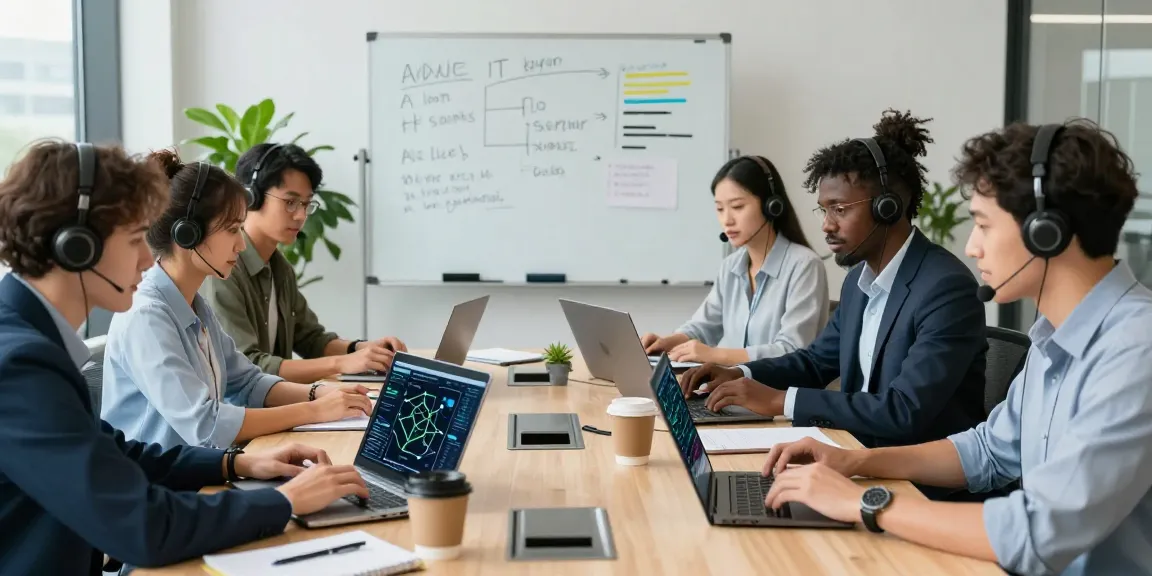 Team collaborating on proactive it support businesses strategies in modern office.