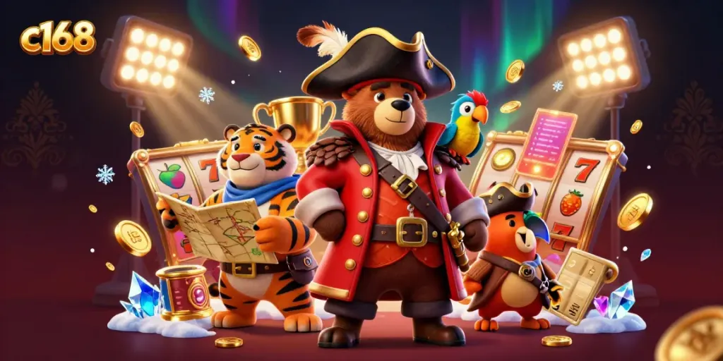 Experience thrilling slots action with c168's engaging characters and vibrant casino themes.
