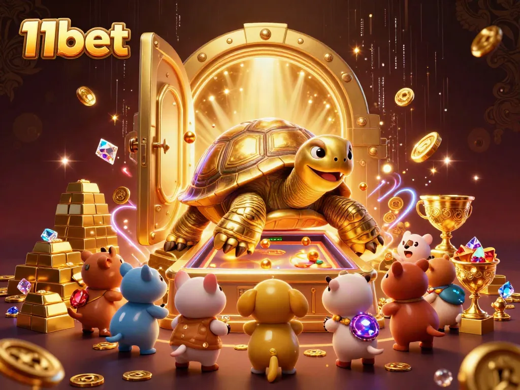 Join the excitement at 11bet with animated characters celebrating in a vibrant casino environment.