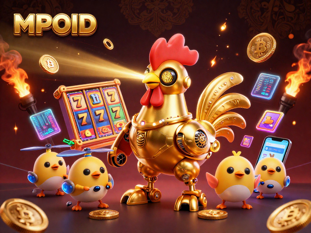 Experience winning strategies with MPOID's dynamic 3D illustration featuring jackpot slots.