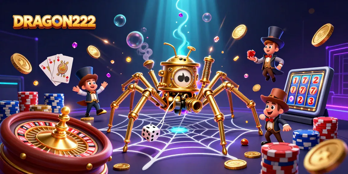 Spin and win with DRAGON222 in an engaging steampunk casino scene filled with vibrant games.