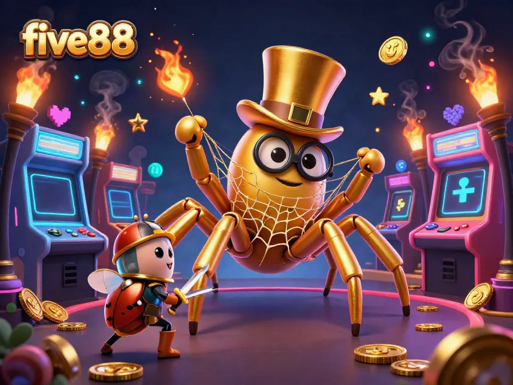 Experience thrilling casino adventures with five88 in this 3D illustration of characters in an exciting gaming environment.