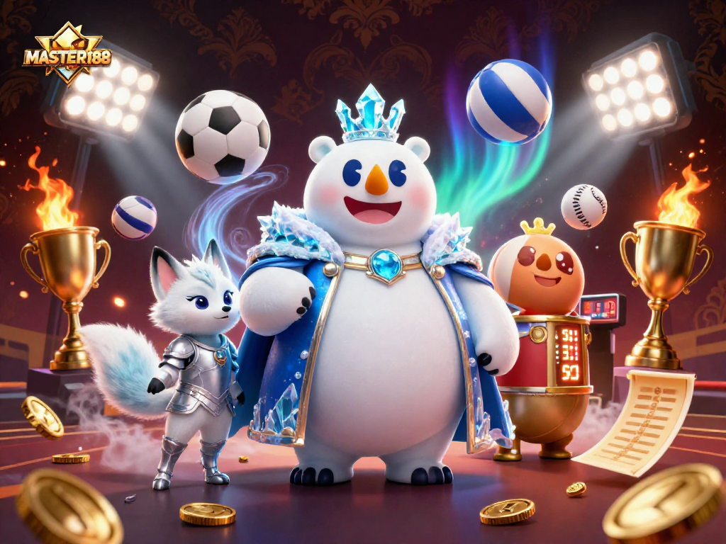 Experience thrilling gameplay with MASTER188 featuring dynamic sports elements and an immersive casino scene.