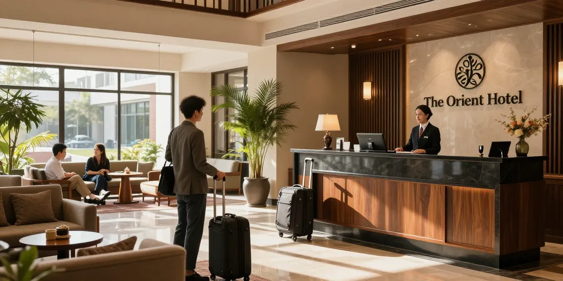 rokok88 offers a comfortable check-in experience at The Orient Hotel's stylish lobby.