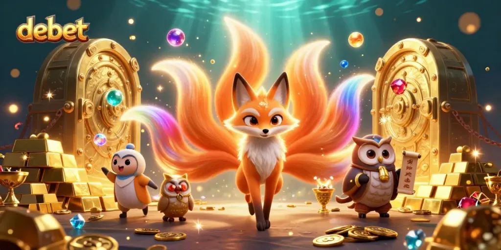 Experience debet's vibrant casino universe with a colorful, magical realm filled with treasures and enchanting characters.