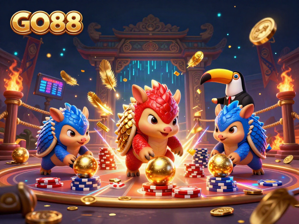 Engage in thrilling gameplay at GO88 with exciting pangolin characters and vibrant casino elements!