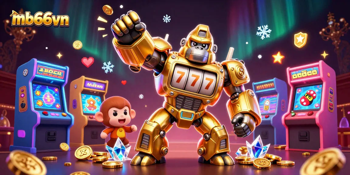 Witness excitement with mb66vn as a golden mech bursts with coins in a gaming adventure.