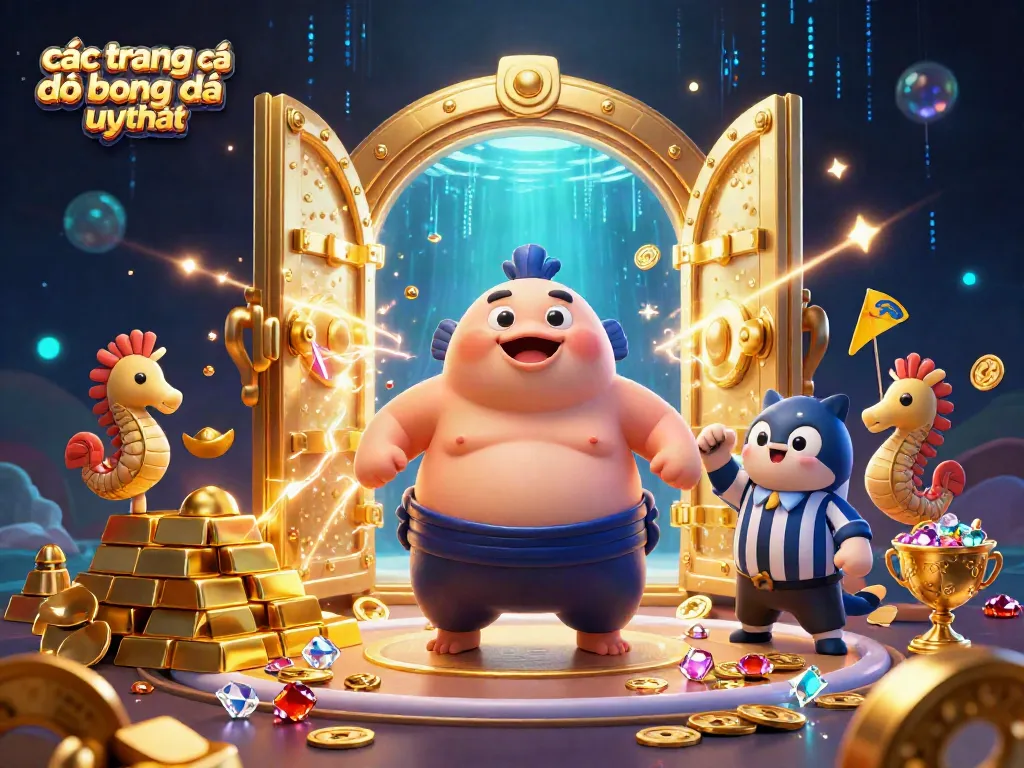 Các trang cá độ bóng đá uy tín sôi động với cá nóc và trọng tài cá chép trong khung cảnh hải dương