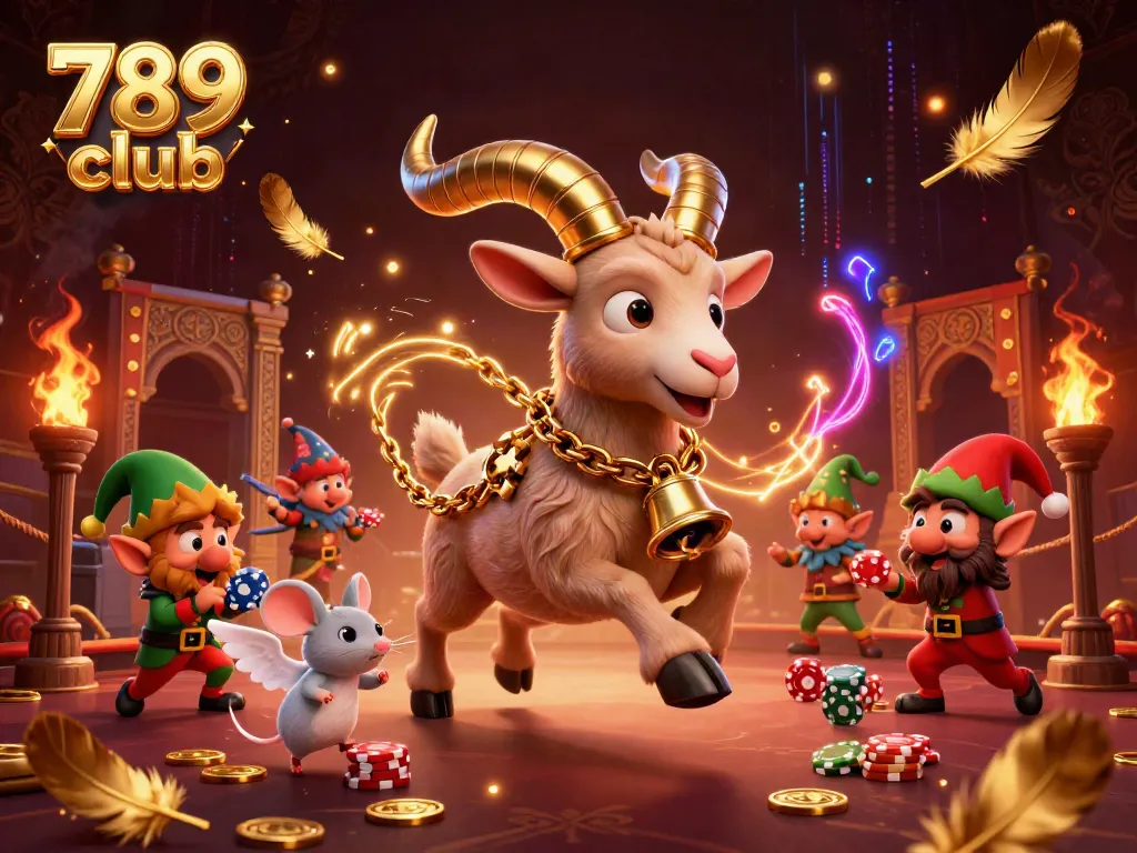Experience the excitement of the 789 club casino with cartoon characters in a festive scene.