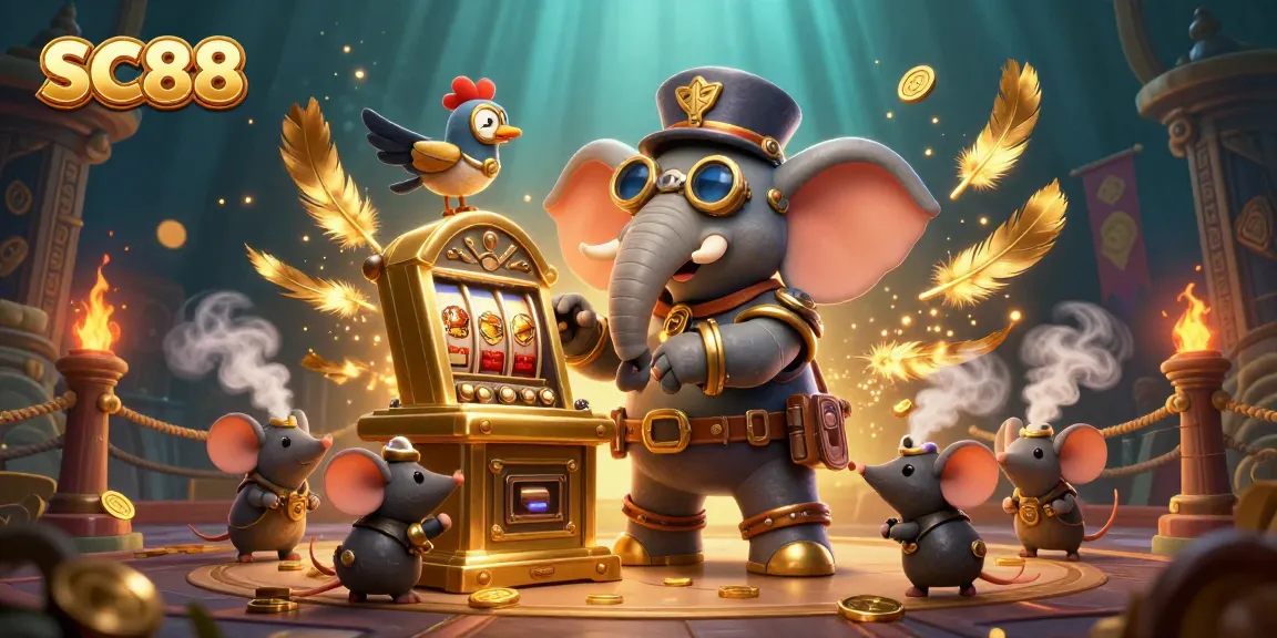 Win big with SC88's golden slot machines in a vibrant casino scene.