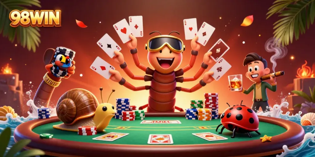 Experience exciting gameplay at 98WIN with our fun and colorful casino illustration featuring a vibrant scene.