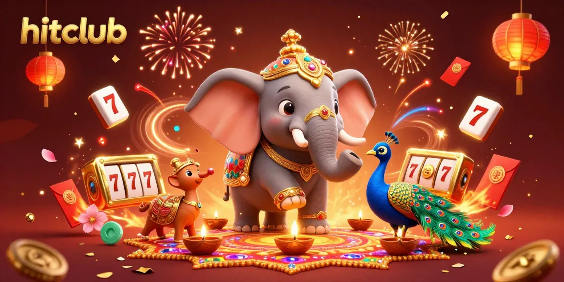 Engage in thrilling gameplay with hitclub, featuring dynamic casino elements and vibrant characters in a festive scene.