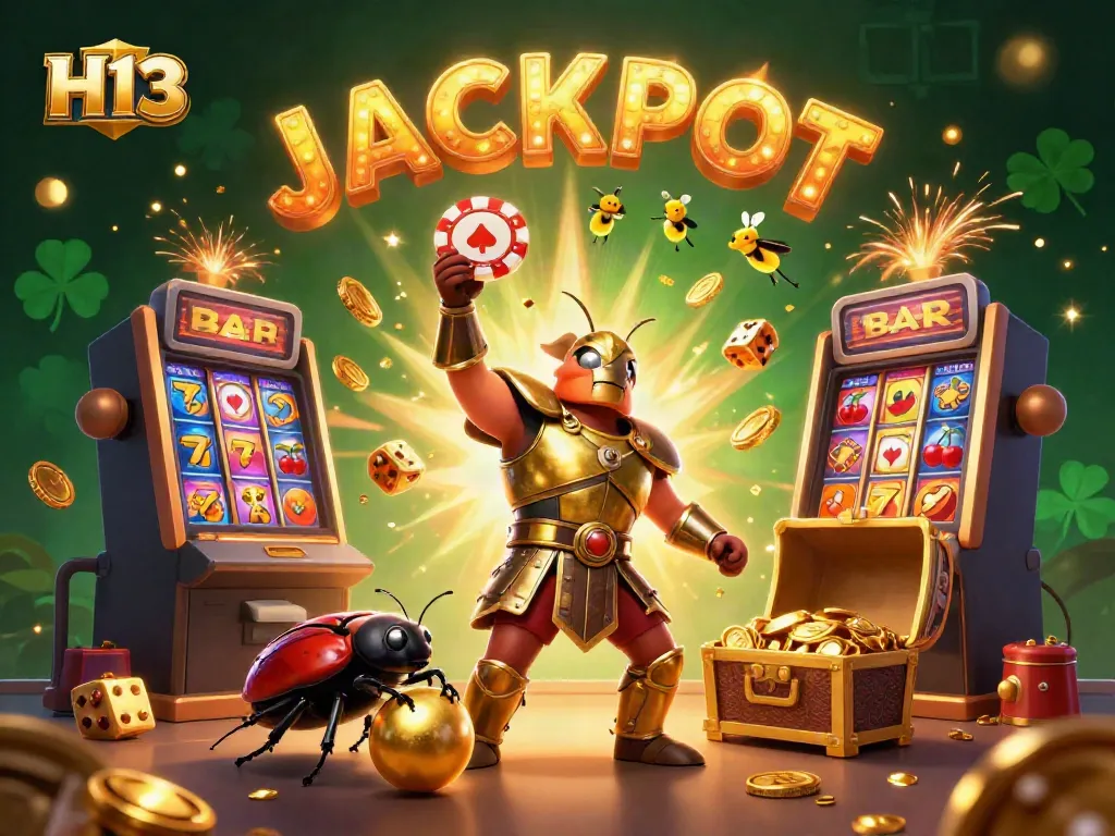 Play at H13 and celebrate with a jackpots burst in this vibrant casino scene.
