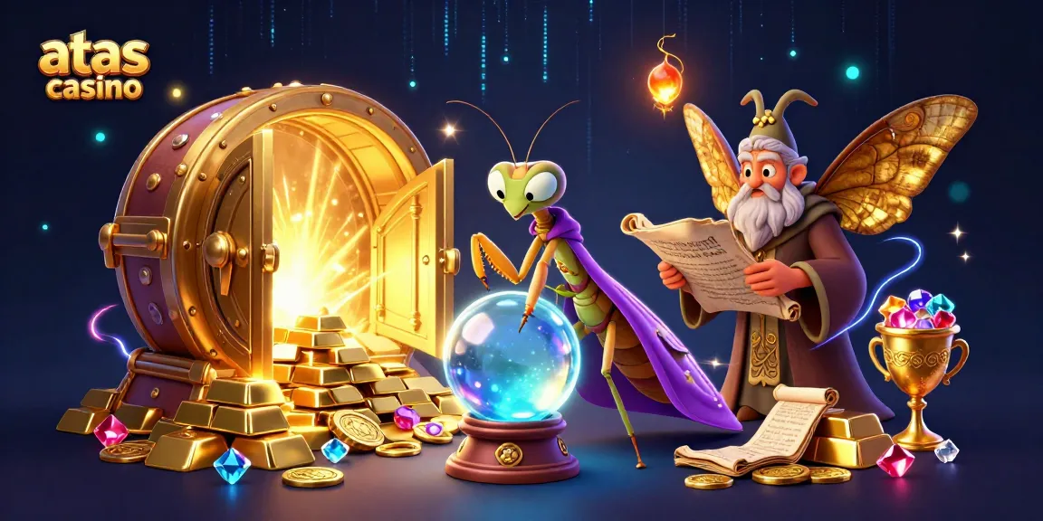 Spin reels at atas casino with a mystical fortune teller and treasures filling the scene.