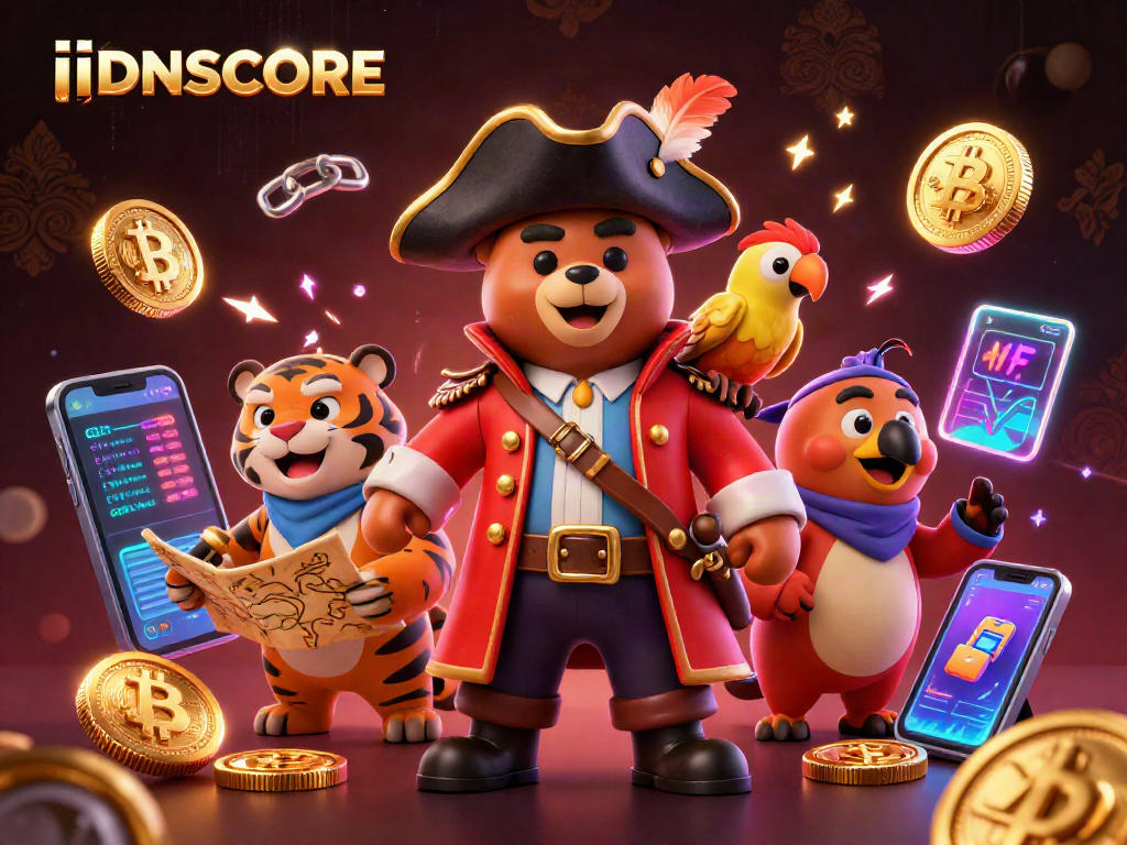IDNSCORE offers vibrant casino action with crypto treasures amid captivating characters.