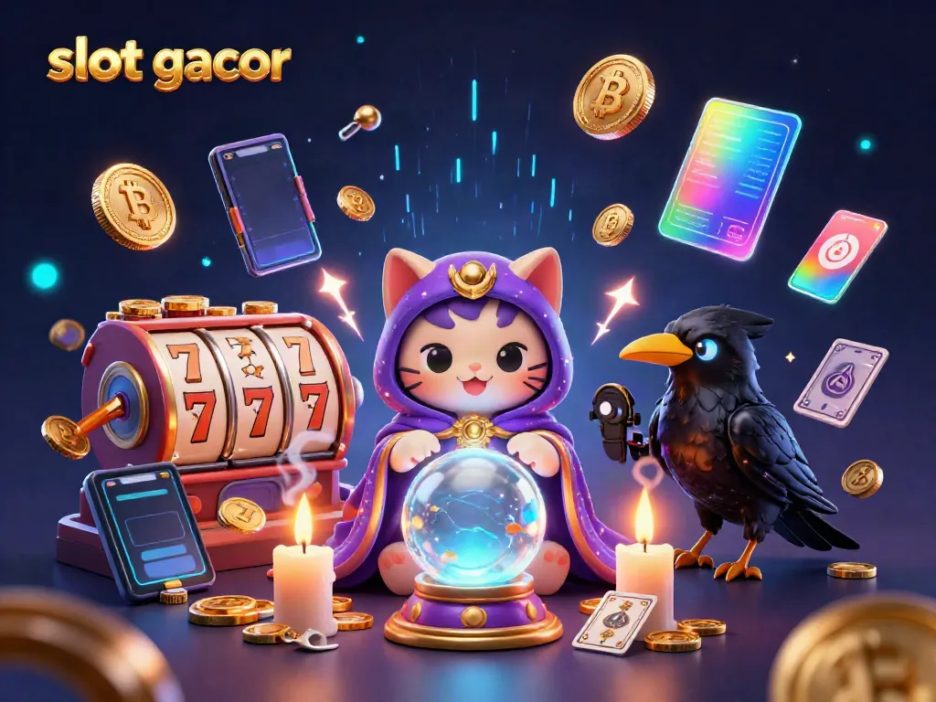 Win big with slot gacor spins and vibrant casino icons in this enchanting illustration.