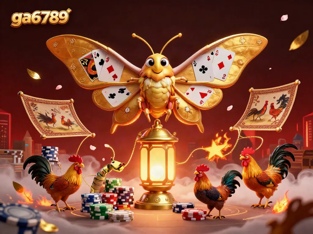 Witness the exciting action of cockfighting at ga6789 with vibrant casino elements and dynamic illustrations.