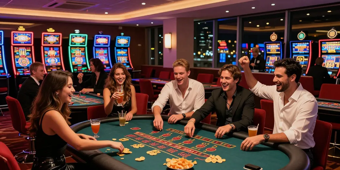 KO66 Casino lively gaming environment with friends enjoying table games and vibrant ambiance.
