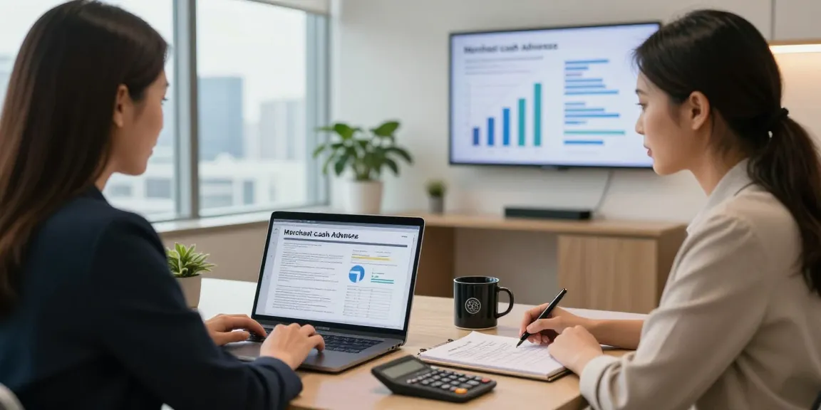 Apply for merchant cash advance with professional consultation in modern office setting