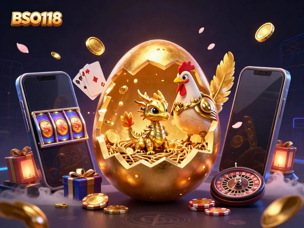 Engage with BSO118’s winning slots and lottery games in a vibrant 3D casino scene.
