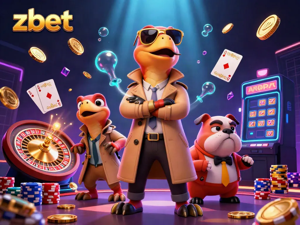 Engage with zbet's vibrant casino scene featuring raptors in disguise and a diligent bouncer.